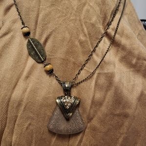 Necklace, brass cored chain with resin pendant